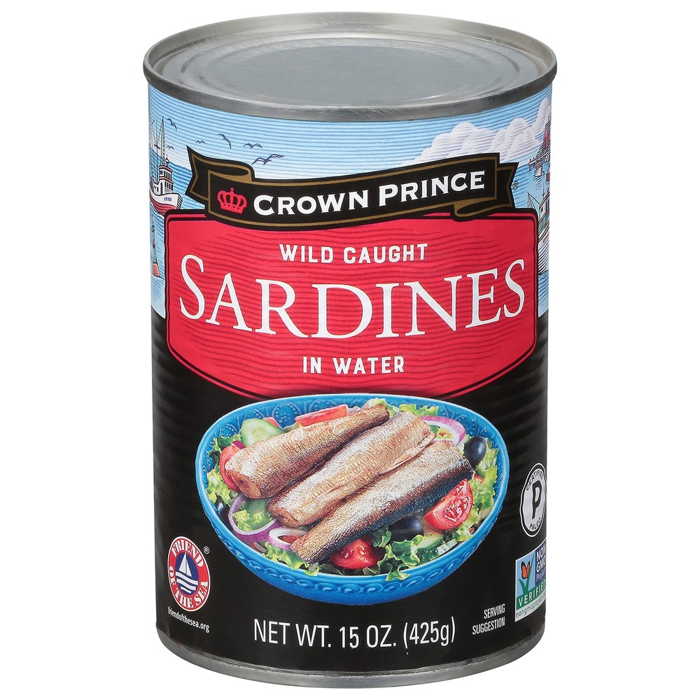 Crown Prince Sardines in Water, 15-Ounce Cans (Pack of 12)