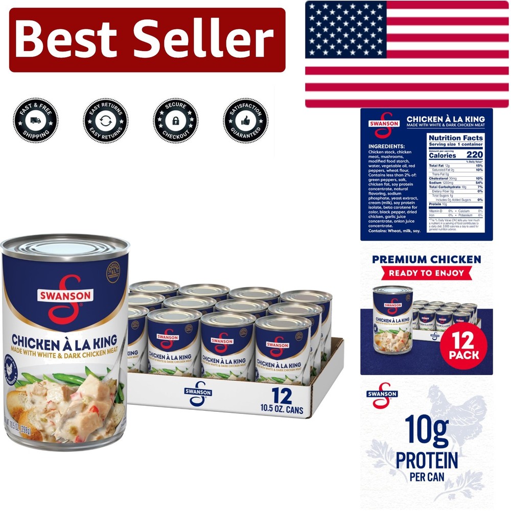 Swanson Canned Chicken a la King, Tender White & Dark Meat, 12-Pack of 10.5 oz