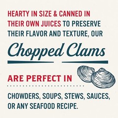 Snow’s Wild Caught Chopped Clams Canned, 6.5 oz Can (Pack of 12) – 5g Protein