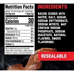 Hormel Black Label Fully Cooked 100% Real Chopped Bacon, Natural Smoked, 3.5 Oz