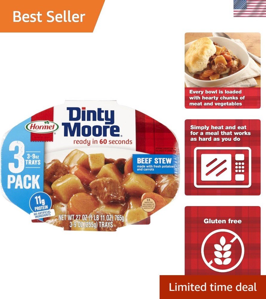 Dinty Moore Beef Stew – 9 Ounce (3-Pack) | Savory & Gluten-Free Comfort Food