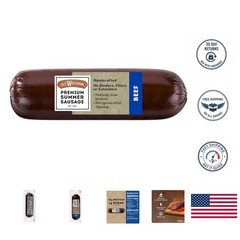Gourmet Summer Sausage – 8oz Beef, Hardwood Smoked, High Protein & Gluten Free