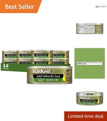 Yellowfin Tuna in Extra Virgin Olive Oil 4.5 oz Can Pack of 12 Wild Caught Gl…
