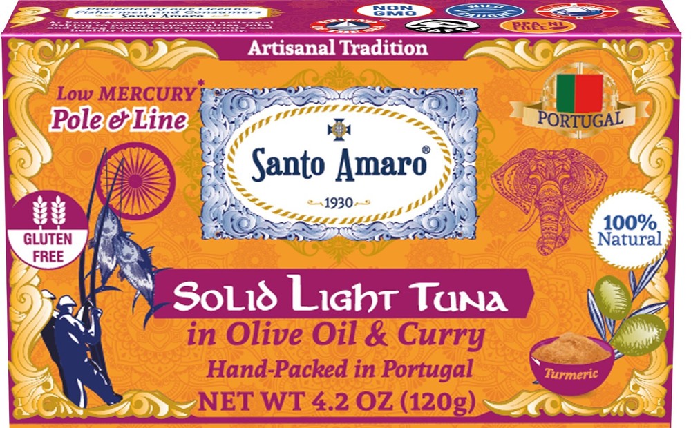 6 Pk: Santo Amaro Pole & Line Wild Tuna Fillets in Virgin Olive Oil – CURRY