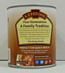 (1) KEYSTONE GROUND BEEF **ALL NATURAL – NO PRESERVATIVES – FULLY COOKED** 28 oz