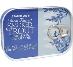 10 Trader Joe’s Smoked Trout Fillets in Oil Skinless 3.9 oz Tin 6 Cans Delicious