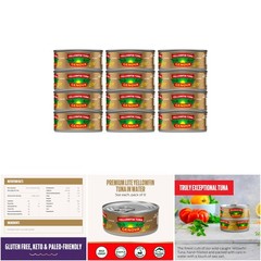 Premium Yellowfin Tuna 5oz Can Pack of 12 Wild Caught Water Packed
