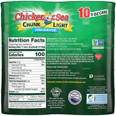 Chicken of the Sea Chunk Light Tuna in Water 5 oz. Can Pack of 10 NEW