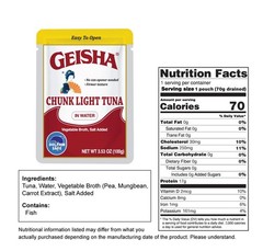 GEISHA Chunk Light Tuna in Water 3.53oz Pack of 24, Tuna| HALAL & Kosher Cert…