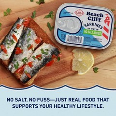 Wild Caught Canned Sardines in Water – 3.75 oz, High Protein, No Salt Added