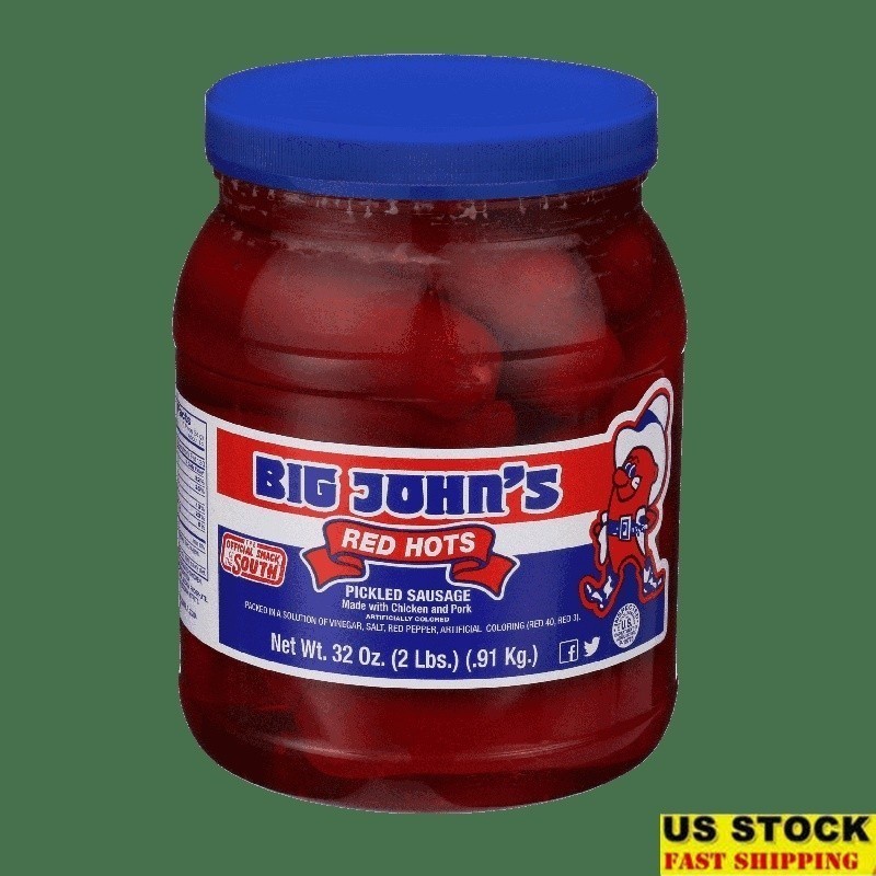Ready to Eat Pickled Sausage 32oz Jar Smoked Pork Protein Snack Low Carb New