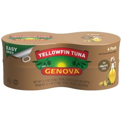 Premium Yellowfin Tuna in Olive Oil 4 Pack 5 oz Cans Wild Caught High Protein