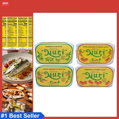 Canned Sardines Variety Pack 4 Cans Olive Oil Tomato Sauce Wild Caught Gluten