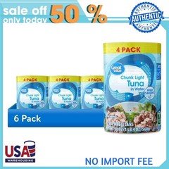 (12 pack) Great Value Chunk Light Tuna in Water, 5 oz, 4 Pack