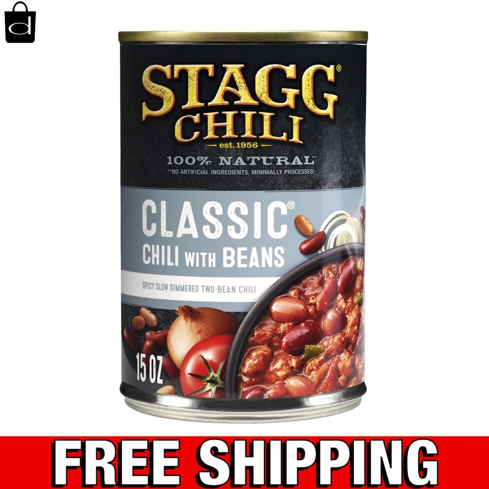 Delicious 15oz Classic Chili with Beans, 12 Cans – Perfect for Dinners & Dips