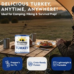 6 Cans Pack – Werling & Sons Fully Cooked Canned Turkey Meat 28 Oz Heat & Eat