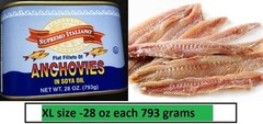 6X ANCHOVIES FLAT Fillets IN OIL 793g (28 oz) use in pizza sandwhiches salad