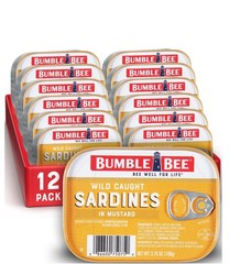 Sardines in Mustard, Sauce 3.75 Oz Tin- Pack of 12 – Wild, Caught Gluten Free