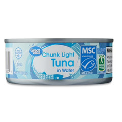 (12 pack) Great Value Chunk Light Tuna in Water, 5 oz, 4 Pack
