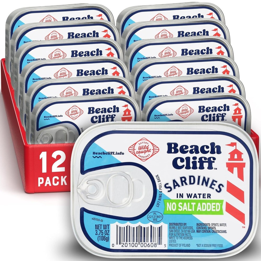 Convenient No Salt Added Wild Caught Sardines – 12 Cans, Keto & Gluten Friendly