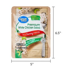 3-Pack Great Value Premium White Chicken Salad, Ready-to-Eat, 2.6 oz Pouches