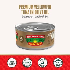 Genova Premium Yellowfin Tuna in Olive Oil 3 oz Cans Pack of 24