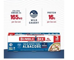 Bumble Bee Solid White Albacore Tuna in Water, 3 oz Can (Pack of 3)