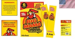 Tangy Big Mama Pickled Sausages, 10g Protein per 2.4oz Sausage – 6 Count