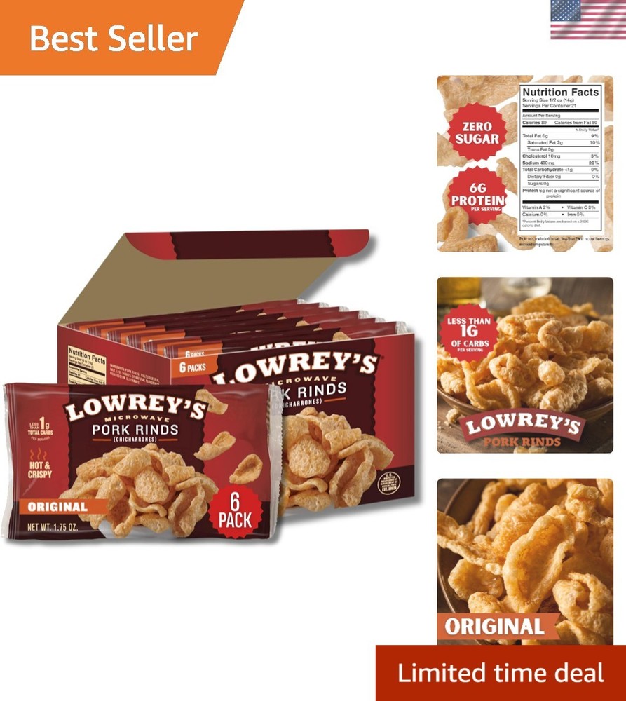 Microwave-Ready Bacon Curls Chicharrones – 1.75oz, 6-Pack Flavor