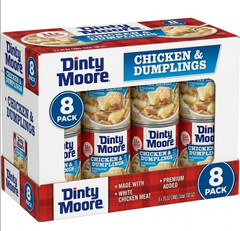 Dinty Moore Chicken Dumpling 8 Pack 20oz Cans Shelf Stale 11g Protein Bulk Meal