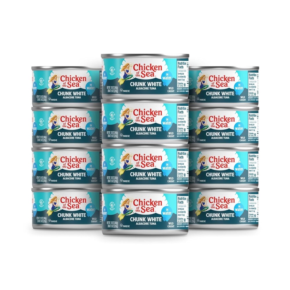Chicken of the Sea Wild Caught Chunk White Albacore Tuna in Water, 12 oz Cans…