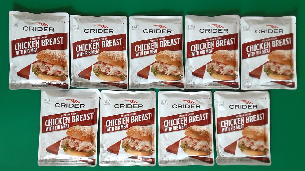 Lot of 9 – 10oz Packs CRIDER Premium Chunk Chicken Breasts with Rib Meat 11/2027