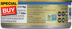Selects No Salt Added Chunk White Albacore Tuna in Water – 4.5 oz Can (Pack of 5