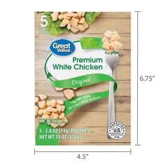 Great Value Premium White Chicken, 2.6 Oz, 5 Pack