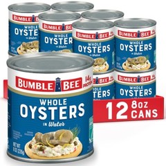 Bumble Bee Premium Select Whole Canned Oysters, 8 oz Cans (Pack of 12) – Ready t