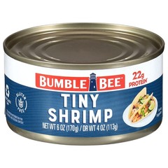 (2 pack) Tiny Canned Shrimp, Gluten Free, 22g Protein Per Serving, Shelf Stable