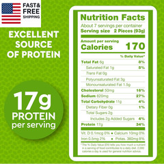 Lightly Breaded Chicken Breast Strips | Fully Cooked | 16G Protein || 1.50 LB