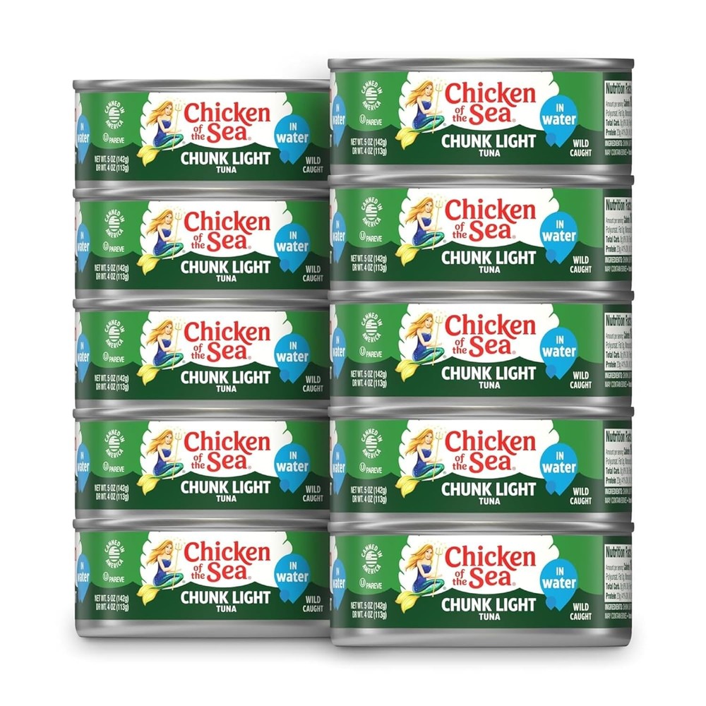 Wild Caught Chunk Light Tuna 5 Ounce Cans 10-Count –High Protein 100% Chunk Tuna