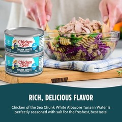 Chicken of the Sea Wild Caught Chunk White Albacore Tuna in Water, 12 oz Cans…