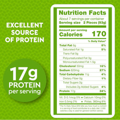 Lightly Breaded Chicken Breast Strips | Fully Cooked | 16G Protein |Frozen | 1.5