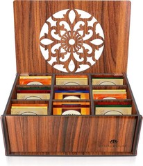 RoyalHouse Premium Wood Tea Storage Box Organizer Brown Eco-Friendly