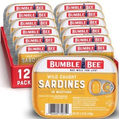 Sardines in Mustard, Sauce 3.75 Oz, Tin (Pack of 12) – Wild, Caught Gluten Free