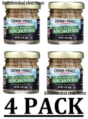 6 PACK – Crown Prince Natural Flat Fillets of Anchovies in Pure Olive Oil 1.5 oz