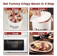 Ceramic Bacon Cooker for Microwave Oven – Splatter-Proof Design Microwave Bac…