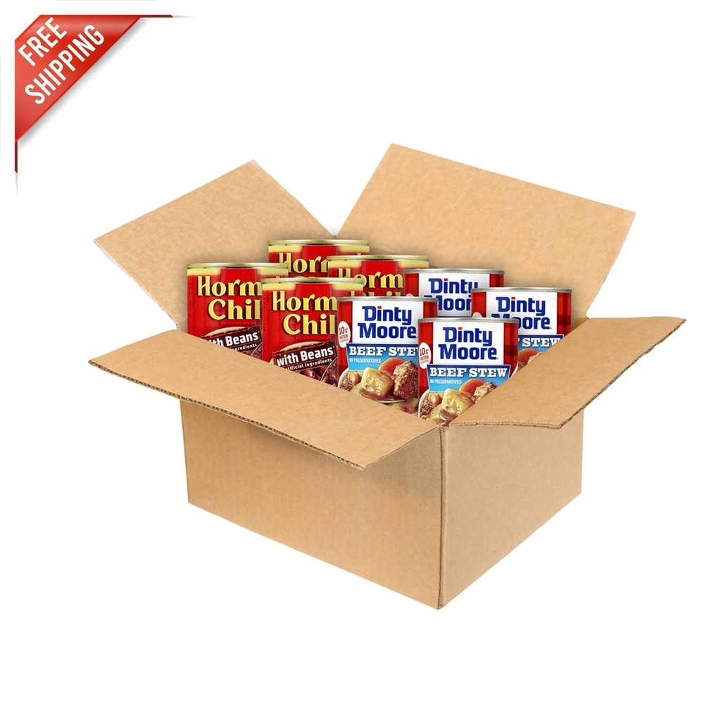Hearty DINTY MOORE Beef Stew & Beans Variety Pack – Shelf Stable, 8 x 15 oz Cans