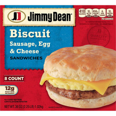 Jimmy Dean Sausage, Egg And Cheese Biscuit Breakfast Sandwiches, 8 Count (Frozen