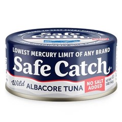 Canned Lowest Mercury Limit Albacore Tuna Fish No Salt Added, Wild Ca