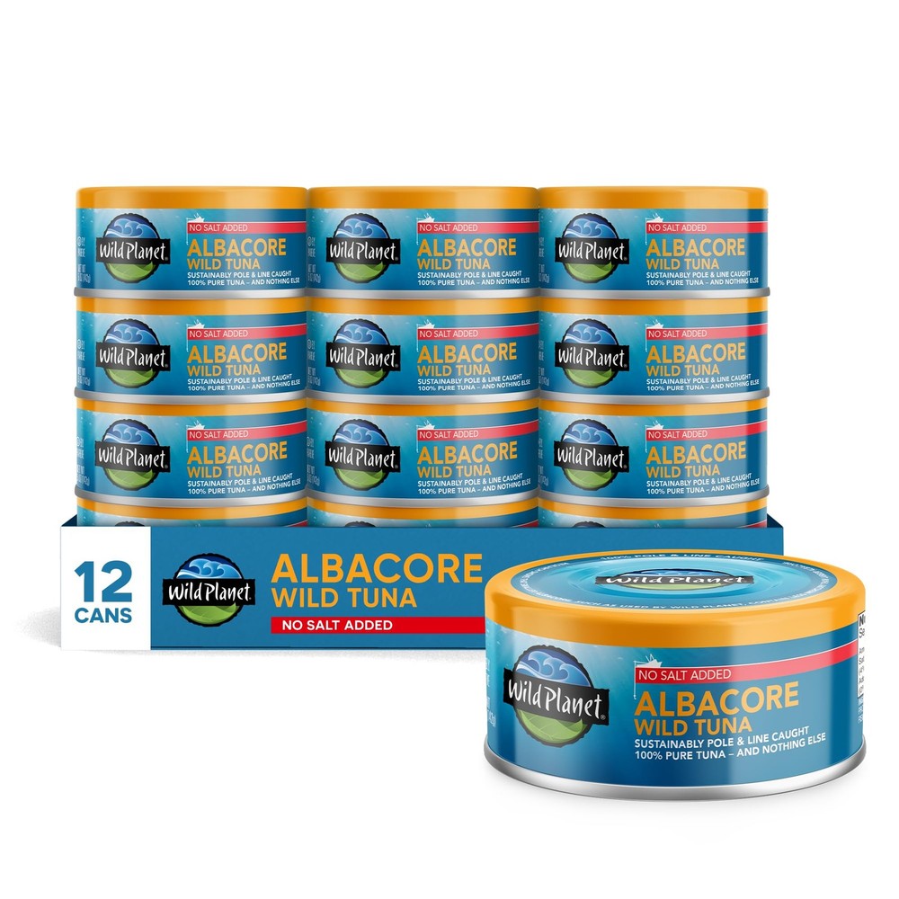 Albacore Tuna, No Salt, Canned, Sustainably Caught, Non-GMO, Kosher, 5oz, 12 …