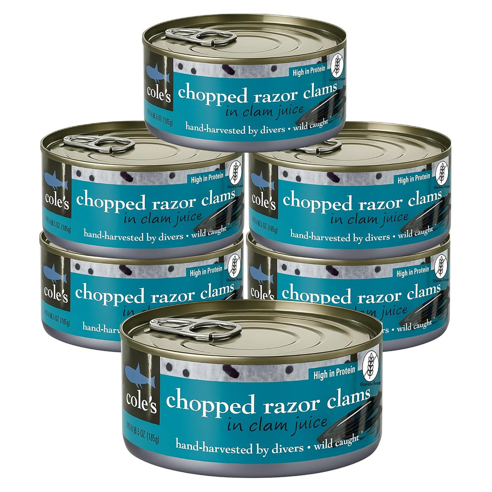 COLES CANNED and CHOPPED CLAMS – Harvested in Crystal Clear Water, Gluten Free F