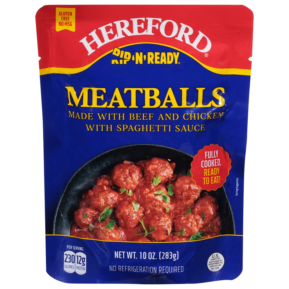 Hereford Pouched Meatballs 10 oz (Pack of 12)